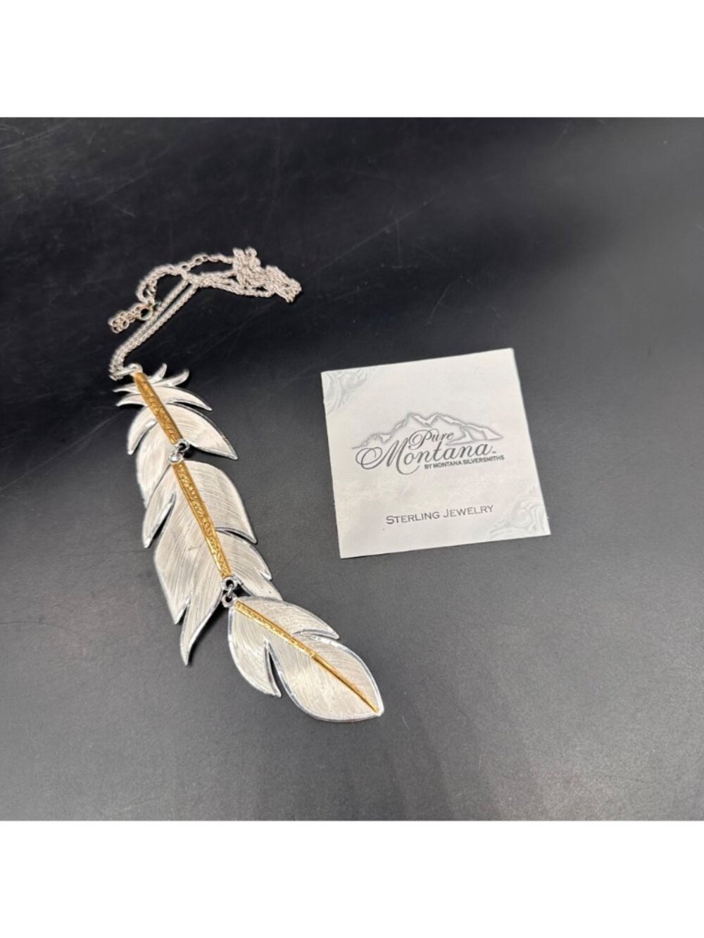 Montana Silversmiths Plume Feather Pendant Necklace Western Festival Statement - Picture 2 of 10